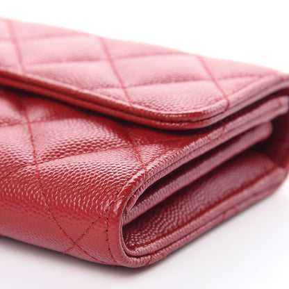 Chanel Caviar Quilted Large Gusset Flap Wallet Dark Red 10 of 11