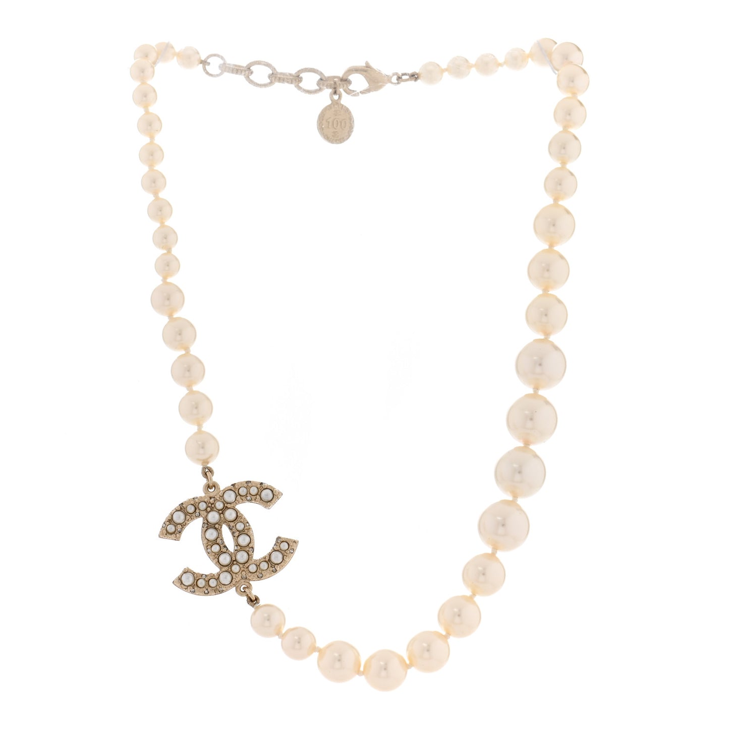 Pearl CC 100th Anniversary Necklace Light Gold