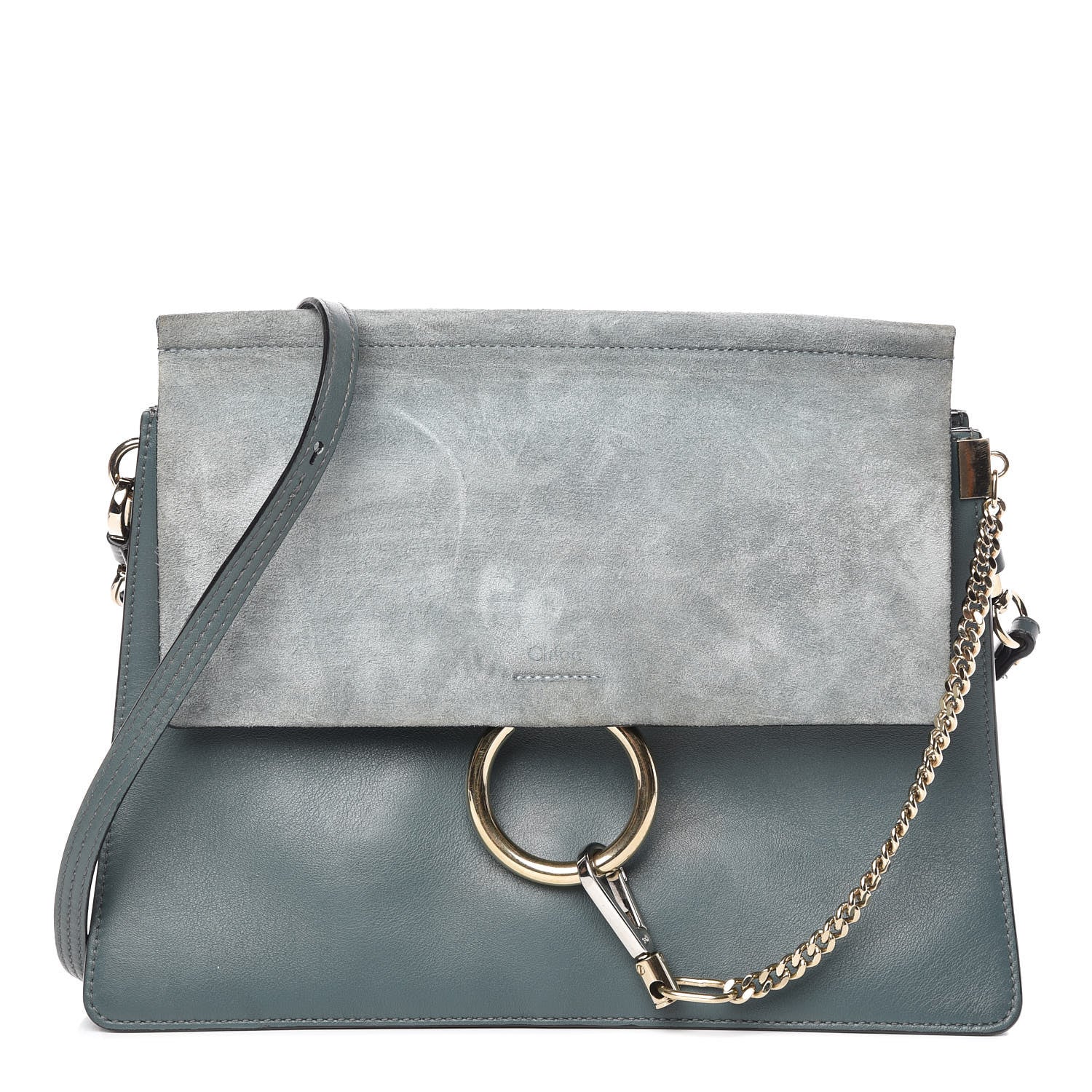 Chloe Suede Calfskin Medium Faye Shoulder Bag Cloudy Blue 1 of 13