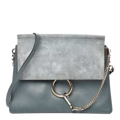 Chloe Suede Calfskin Medium Faye Shoulder Bag Cloudy Blue 1 of 13