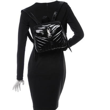 Saint Laurent Patent Y Quilted Monogram Small Loulou Backpack Black 2 of 8