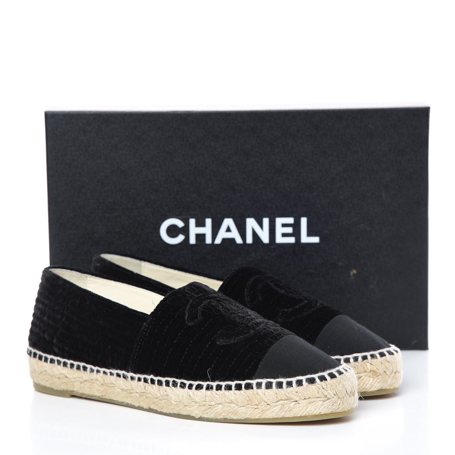Velvet Grosgrain CC Espadrilles 37 Black