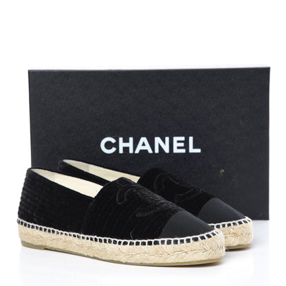 Chanel Velvet Grosgrain CC Espadrilles 37 Black 10 of 10