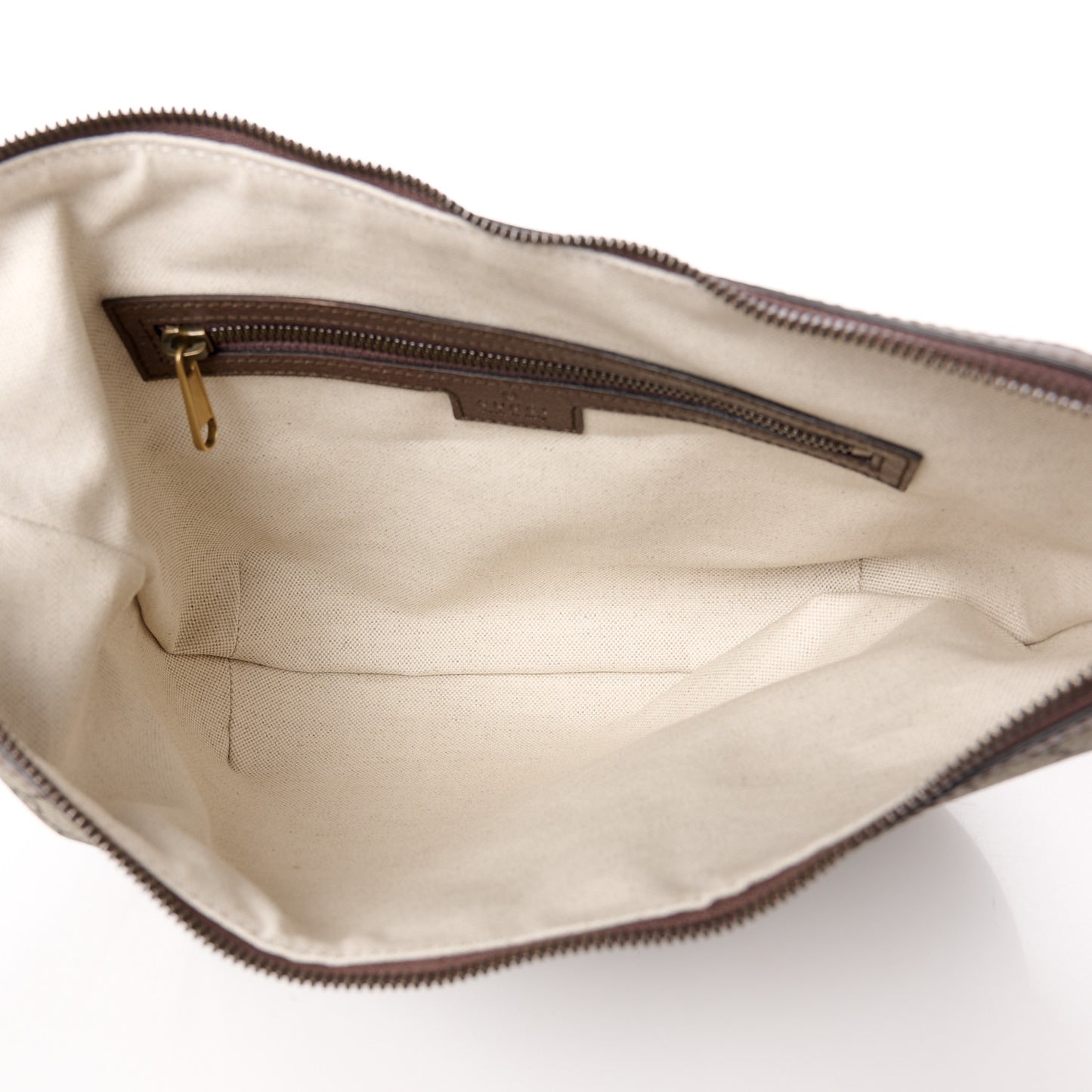 GG Supreme Monogram Textured Dollar Calfskin Web Small Ophidia Half Moon Hobo Beige Ebony New Acero