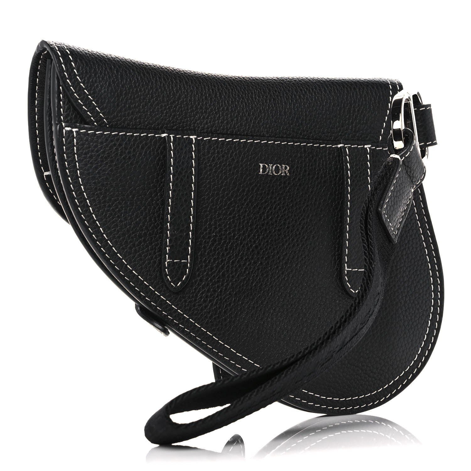 Christian Dior X KAWS Grained Calfskin Saddle Wristlet Black 3 of 10