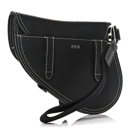 Christian Dior X KAWS Grained Calfskin Saddle Wristlet Black 3 of 10