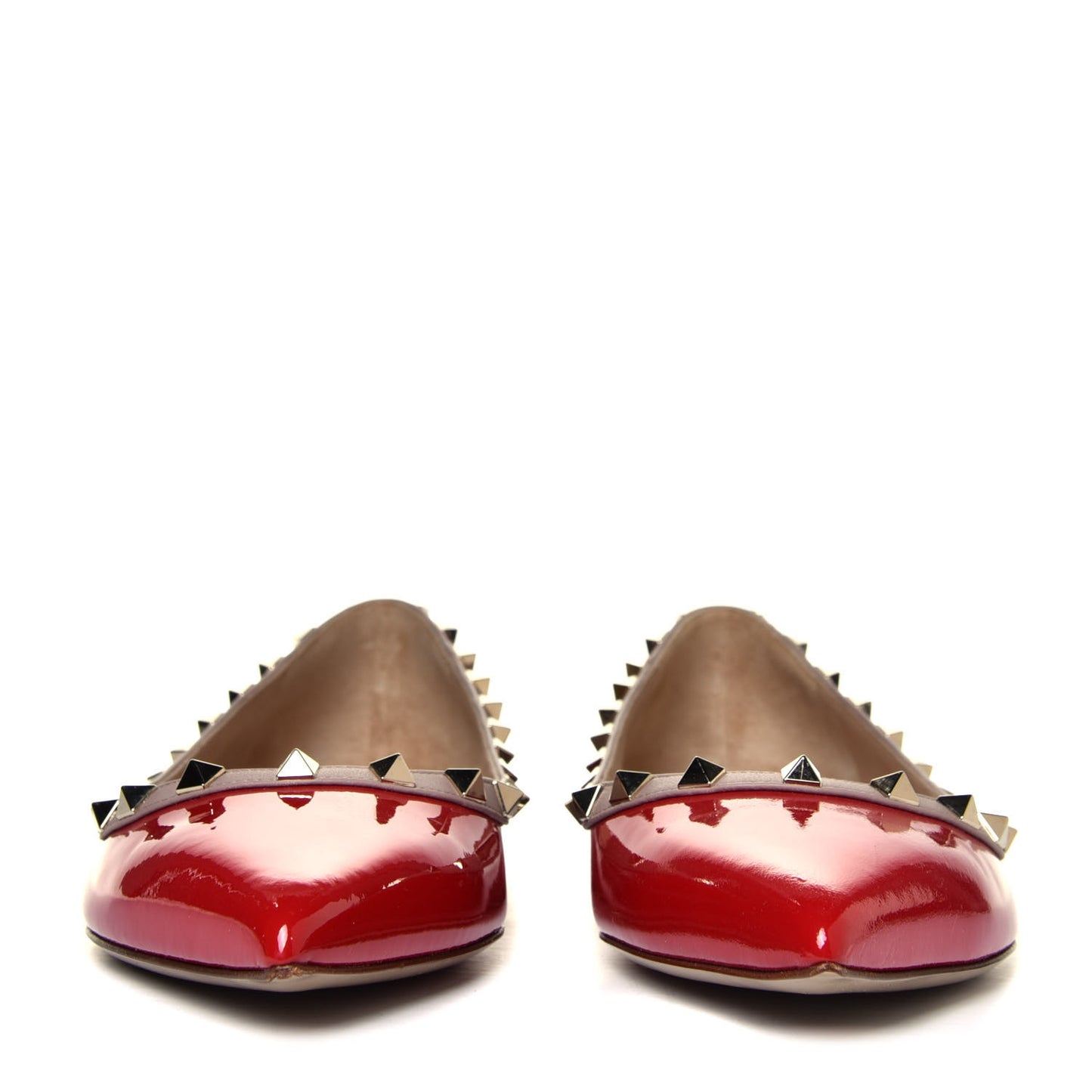 Patent Rockstud Ballerina Flats 41 Rosso Valentino Poudre