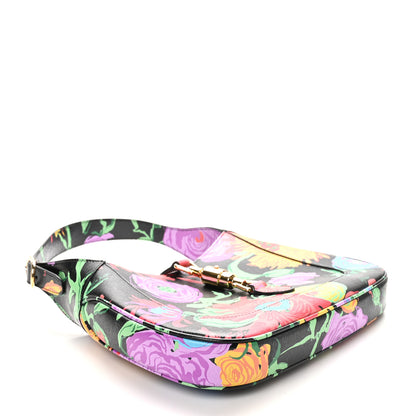 Gucci X KEN SCOTT New Shangai Calfskin Jenny Floral Print Small Jackie 1961 Hobo Black Pink 4 of 10