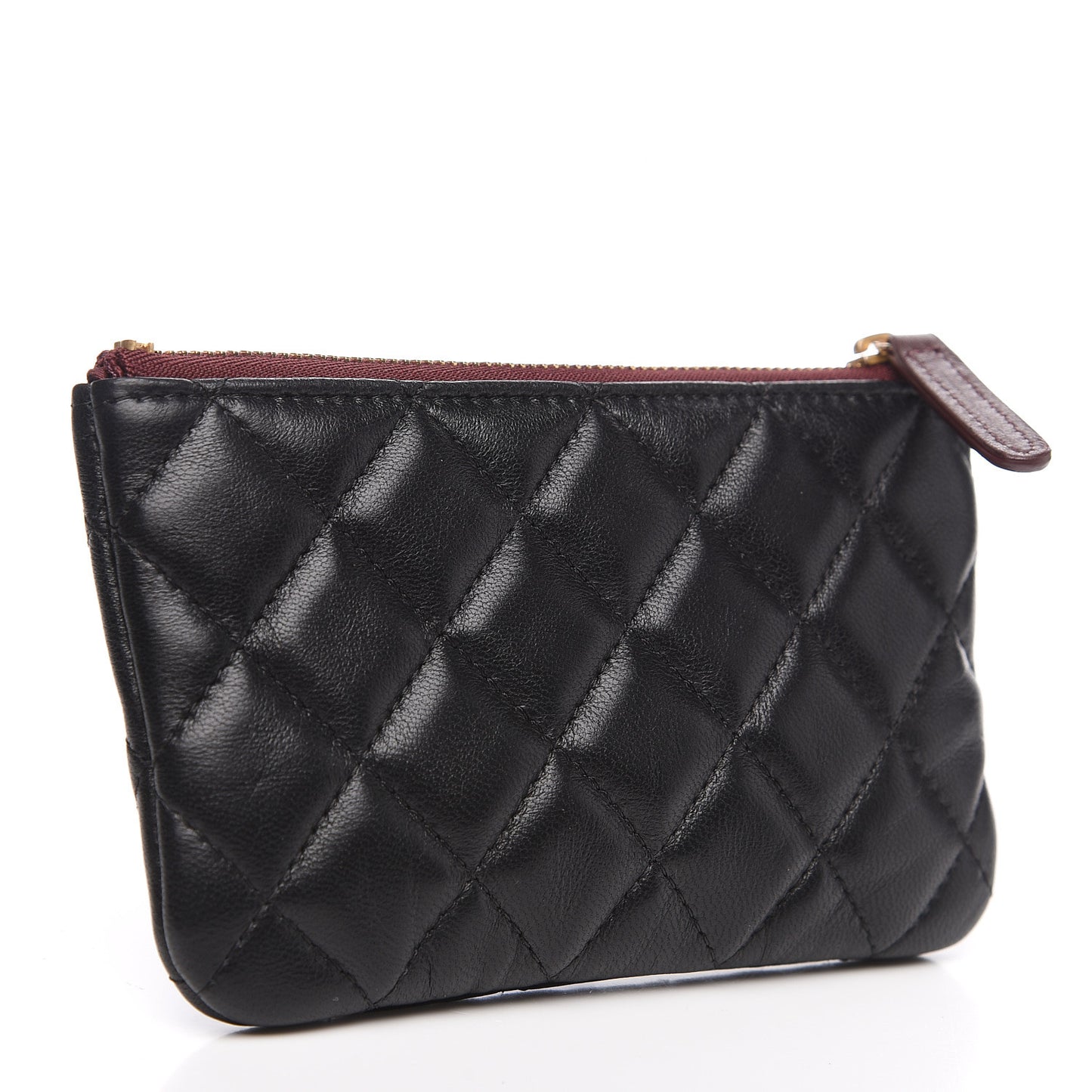 Lambskin Quilted Small Cosmetic Case Black