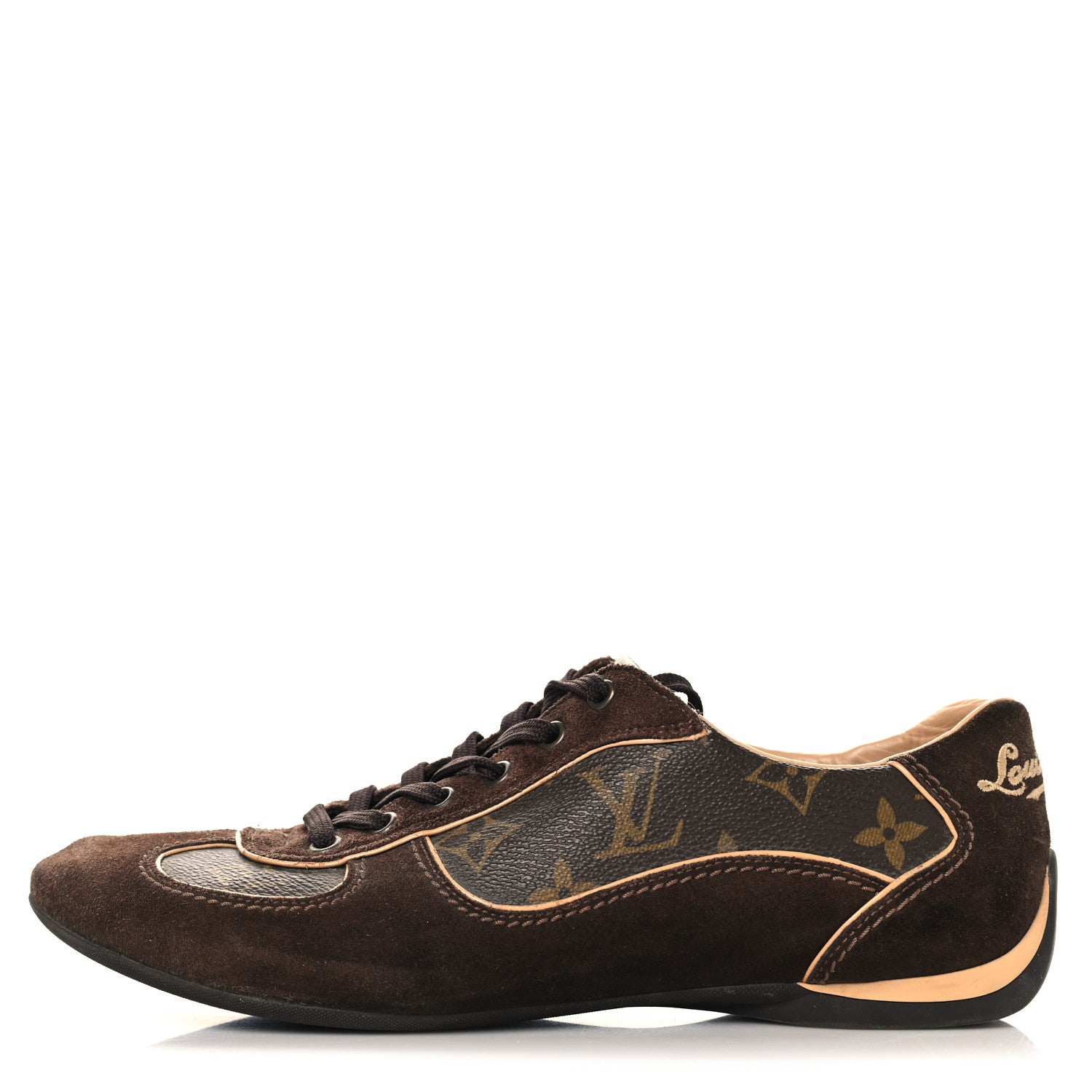 Louis Vuitton Suede Calfskin Monogram Womens Energie Sneakers 38 Brown 1 of 9
