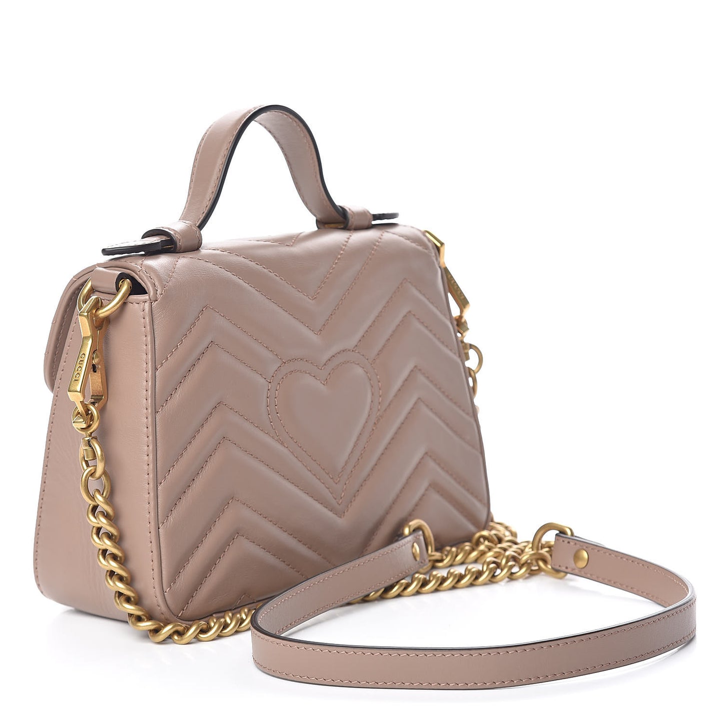 Calfskin Matelasse Mini GG Marmont Top Handle Shoulder Bag Porcelain Rose