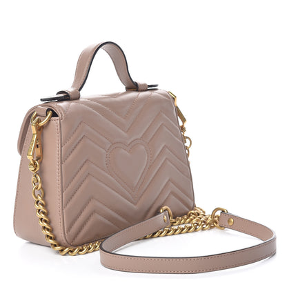 Gucci Calfskin Matelasse Mini GG Marmont Top Handle Shoulder Bag Porcelain Rose 3 of 11