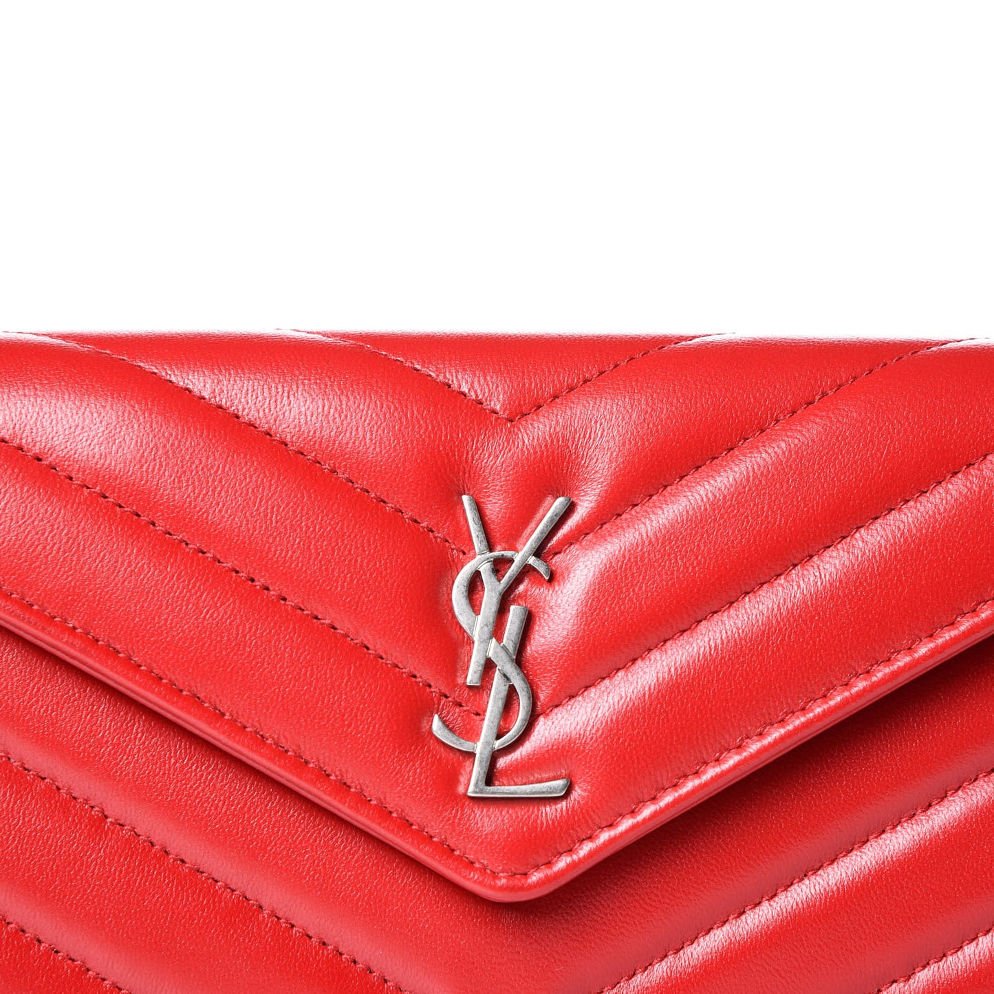Lambskin Y Quilt Monogram Large Loulou Flap Wallet Rouge Eros