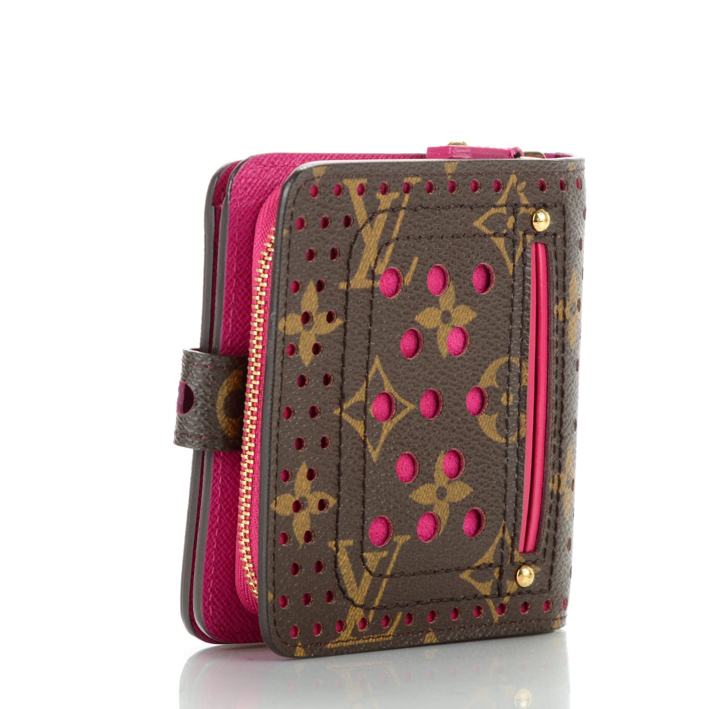 Monogram Perforated Compact Zipped Wallet Fuchsia