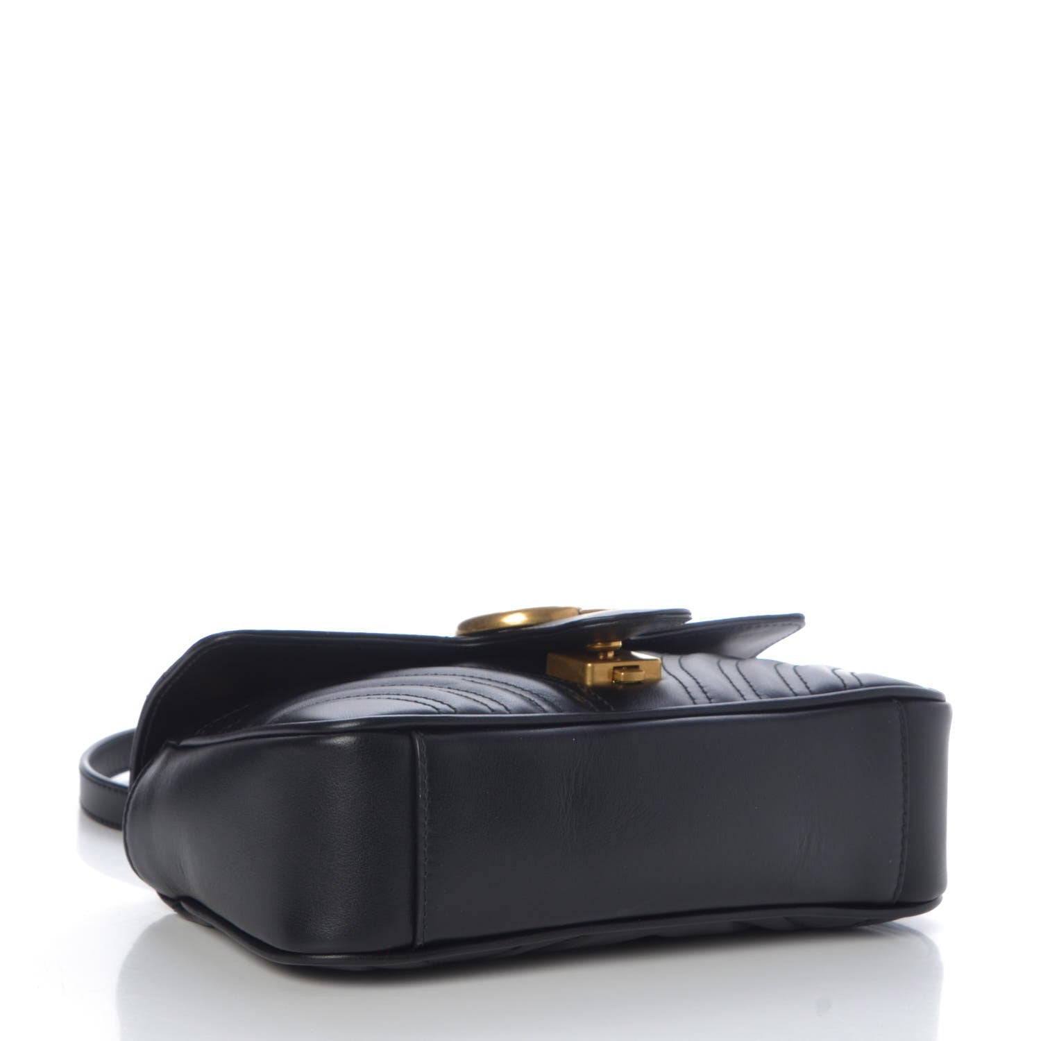 Gucci Calfskin Matelasse Mini GG Marmont Shoulder Bag Black 4 of 8