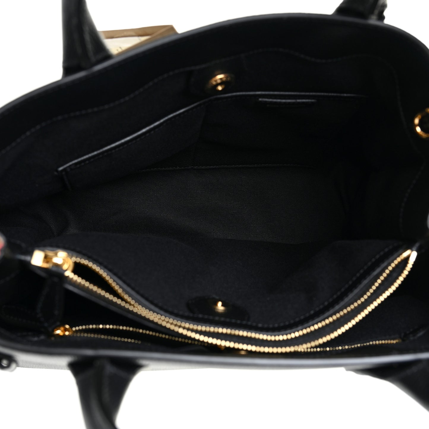 Grainy Calfskin House Check Medium Banner Tote Black