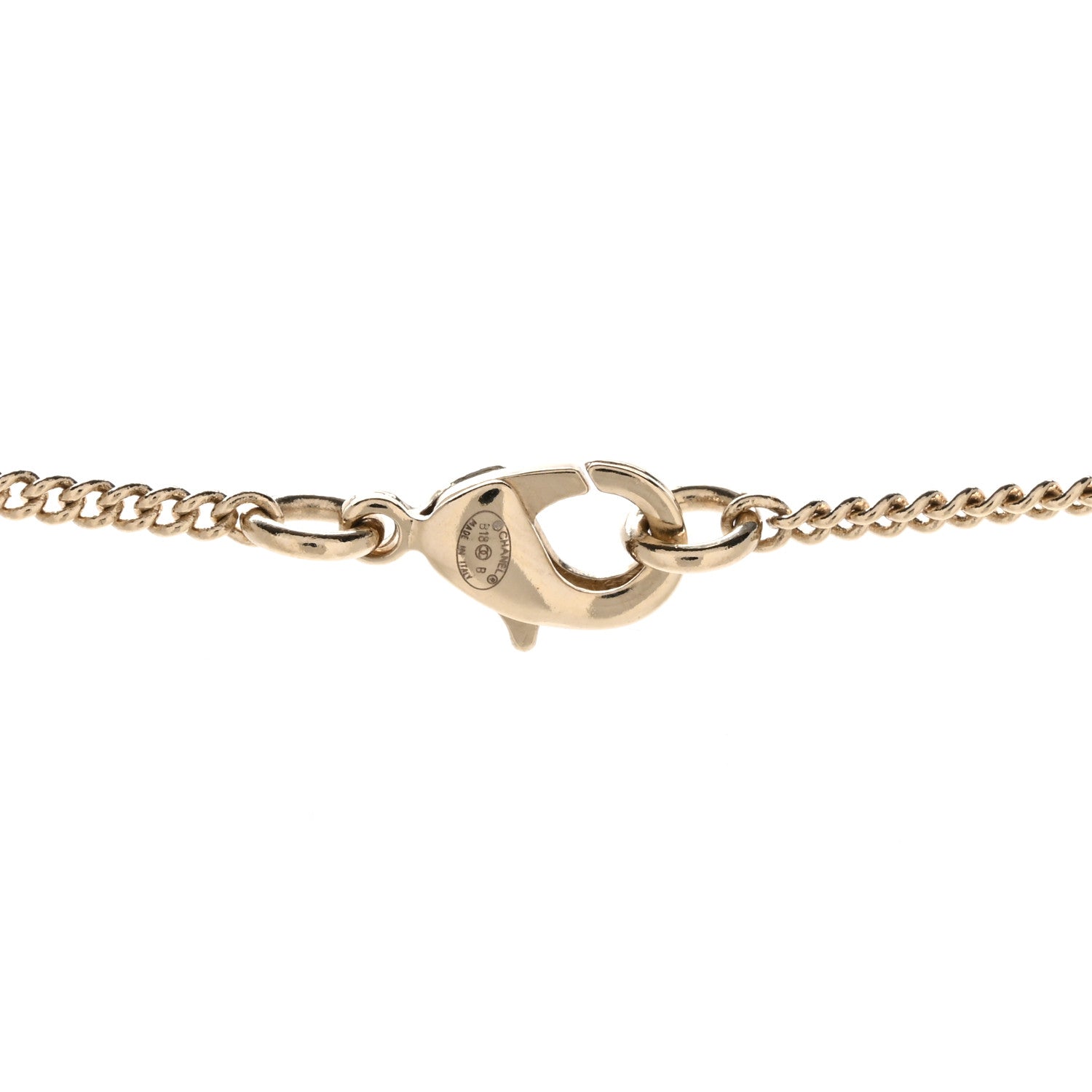 Chanel Pearl Resin CC Pendant Necklace Gold Black 4 of 5