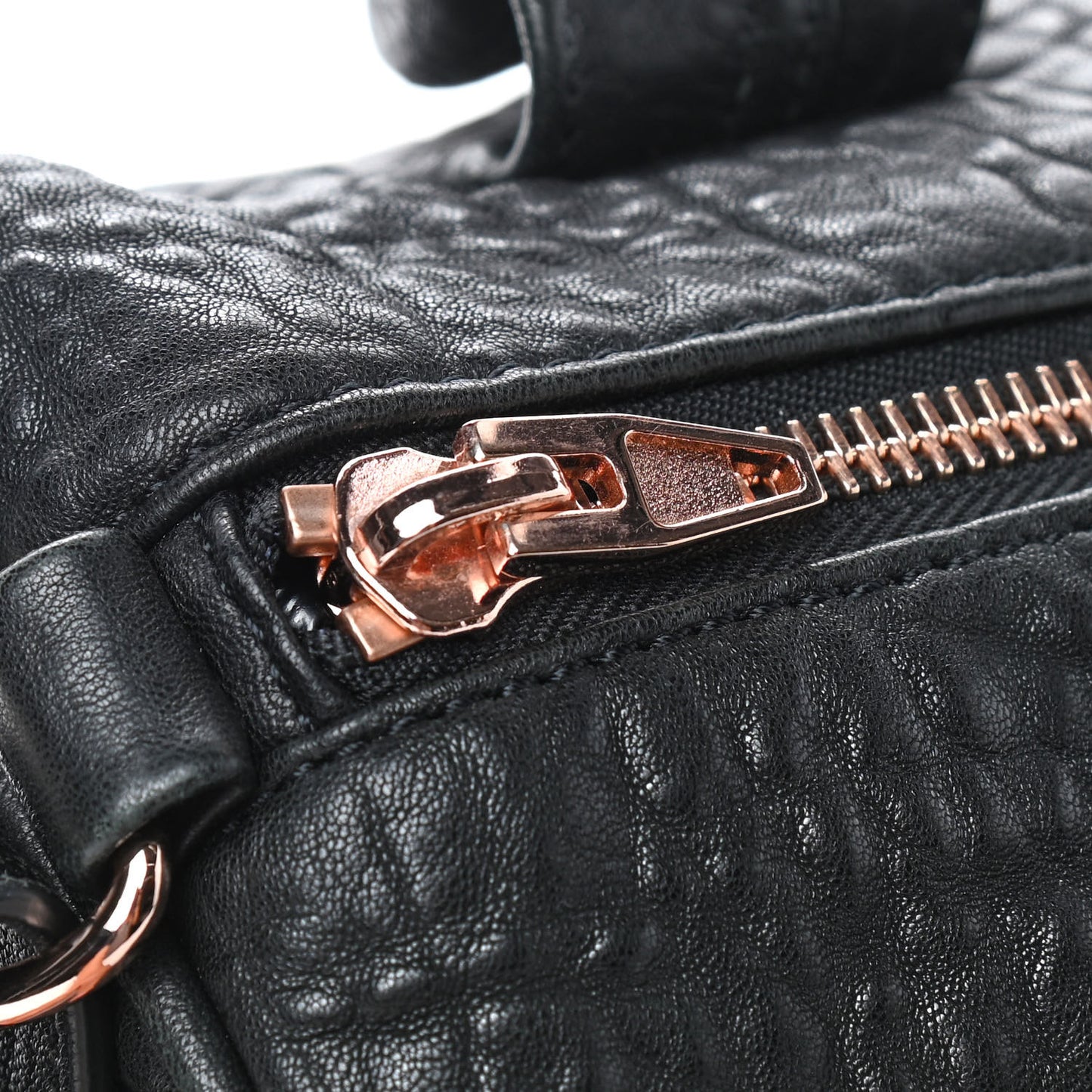 Pebbled Lambskin Rocco Black Rose Gold Hardware