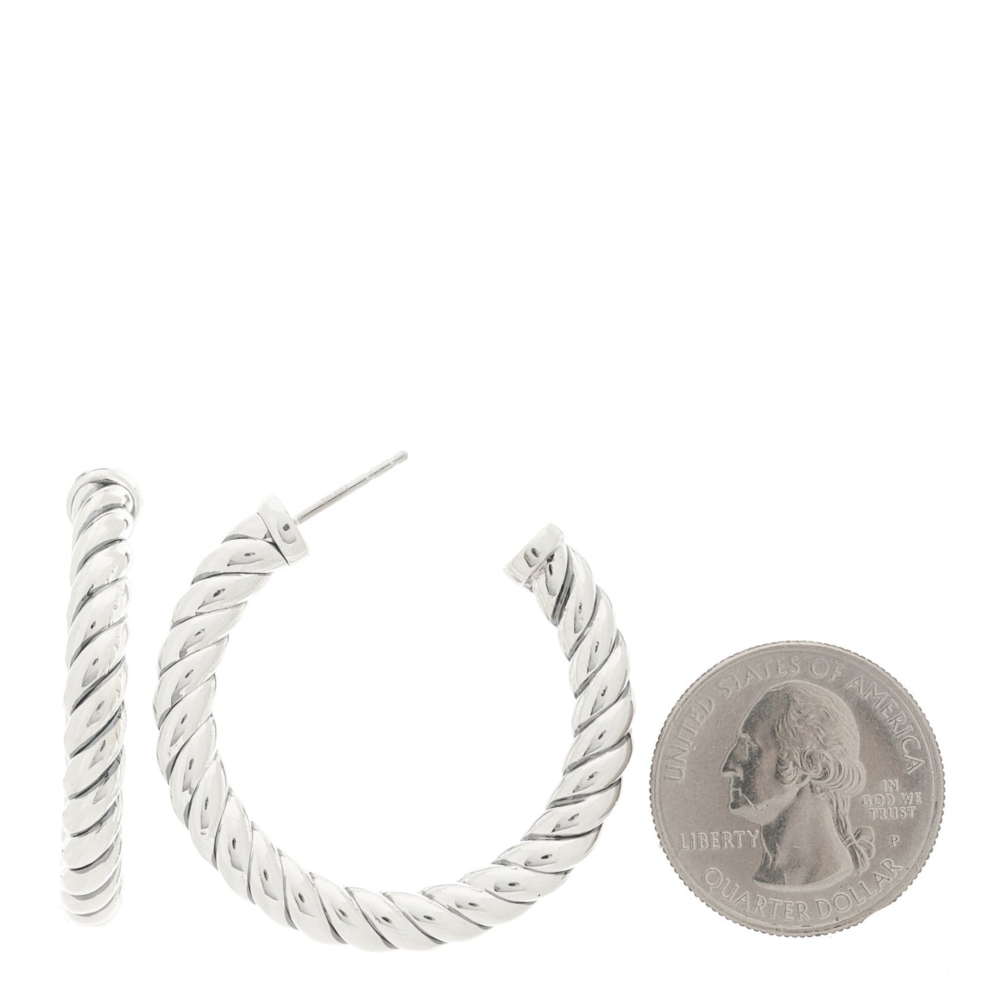 Sterling Silver Sculpted Cable Hoop Earrings