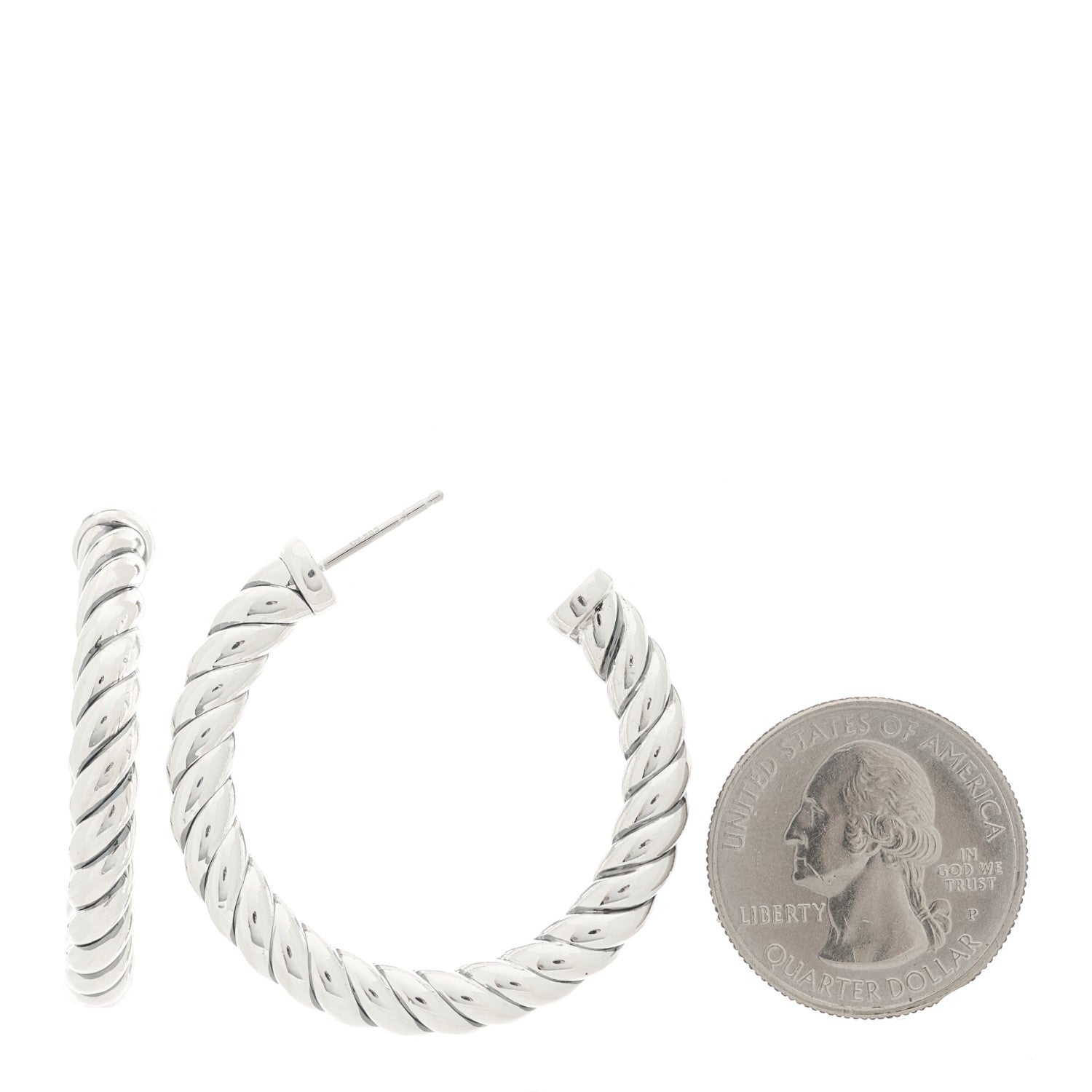 David Yurman Sterling Silver Sculpted Cable Hoop Earrings 2 of 4