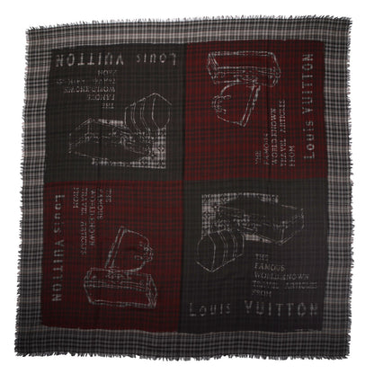 Louis Vuitton Mens Fleece Wool Silk Trunks Shawl Gris Rouge 3 of 5