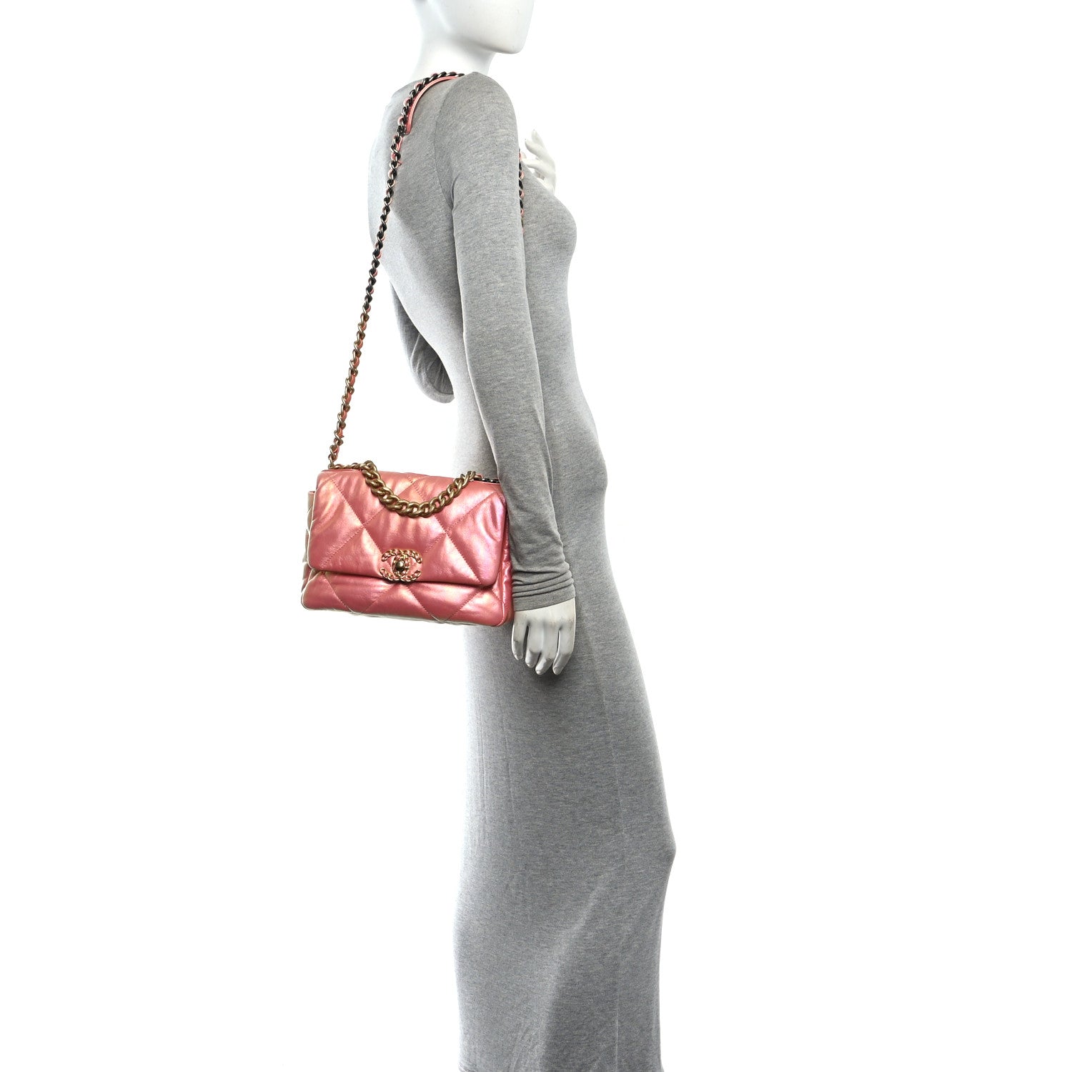 Chanel Iridescent Calfskin Quilted Medium Chanel 19 Flap Pink 2 of 10