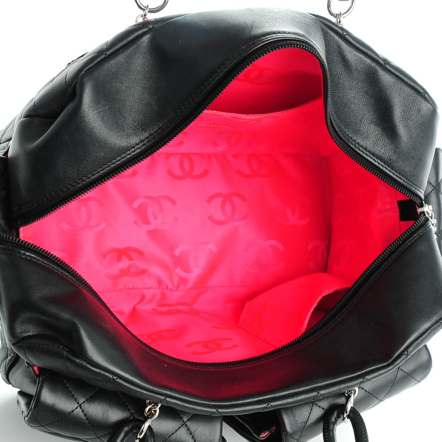 Calfskin Quilted Large Cambon Multipocket Reporter Black