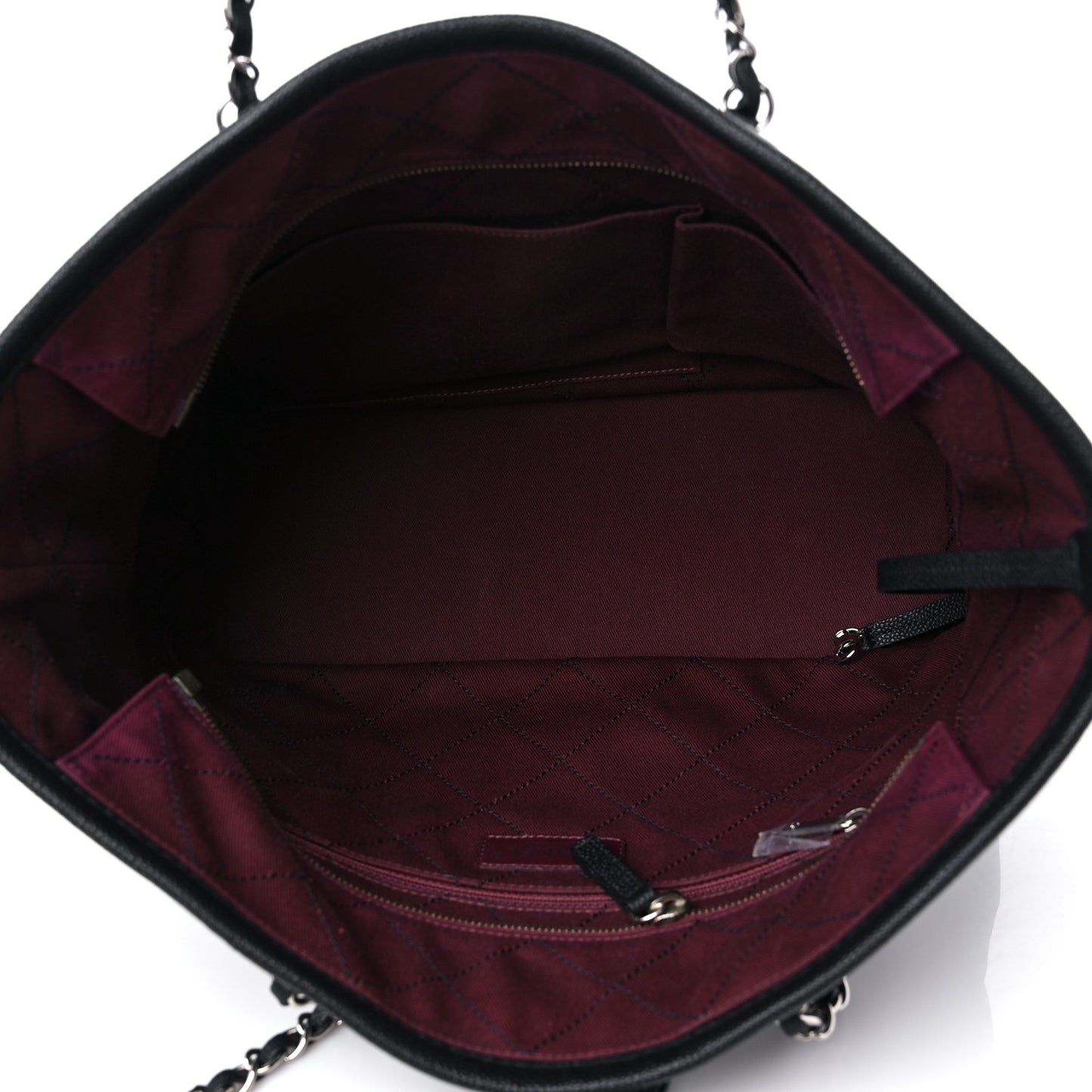 Grained Calfskin Quilted Small Daily Shopping Tote Black