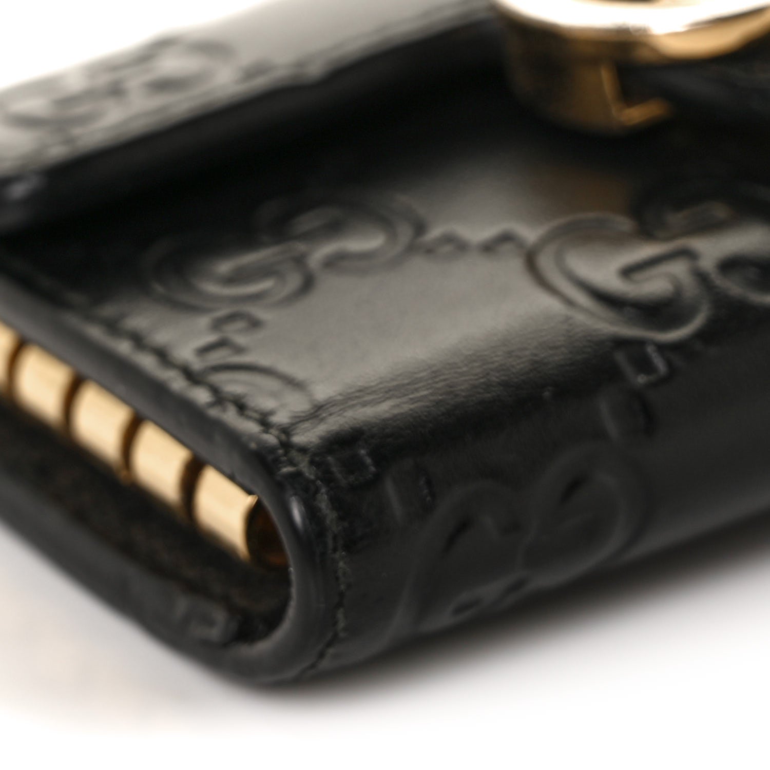 Gucci Guccissima Icon Signature 6 Key Holder Case Black 7 of 10