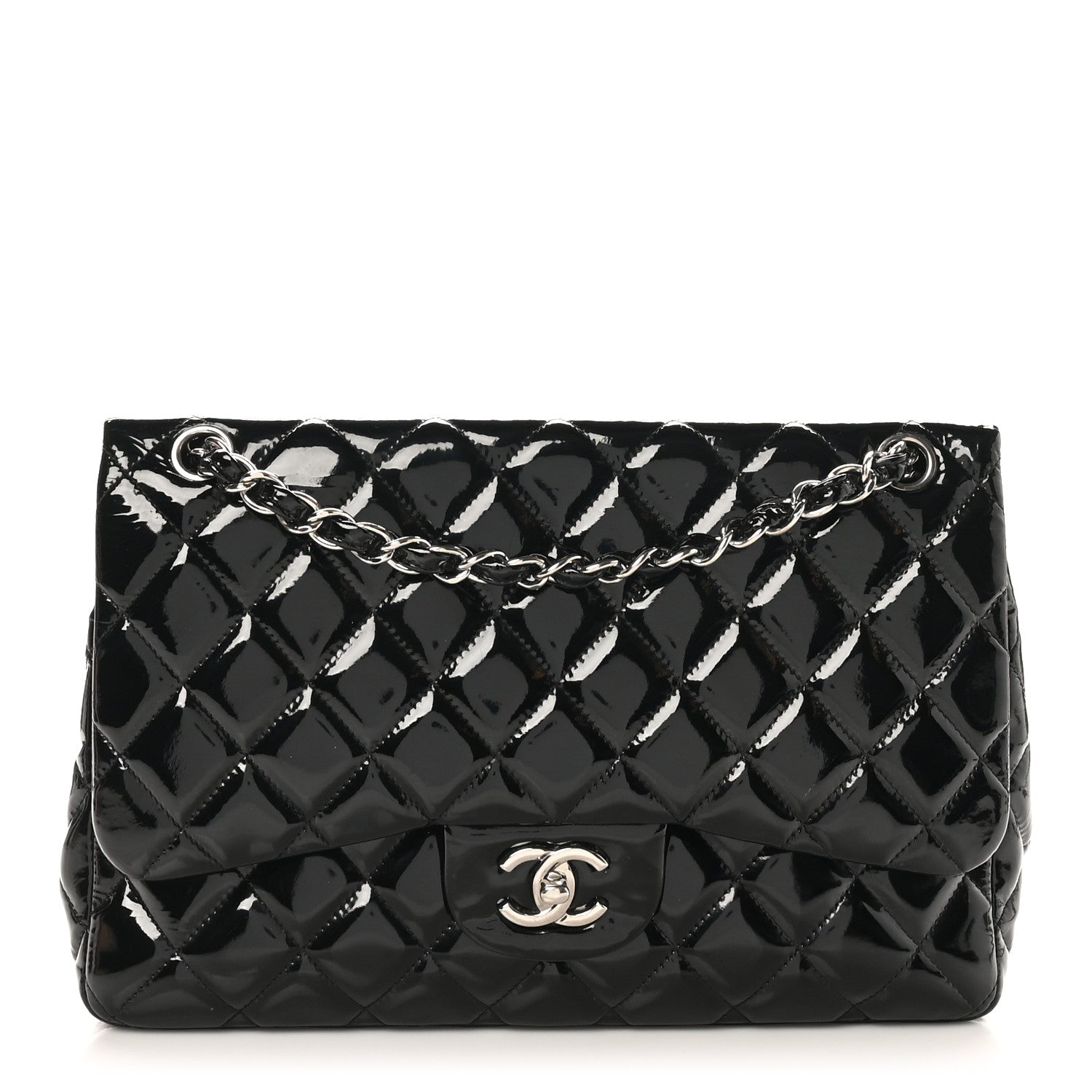 Chanel Patent Quilted Jumbo Double Flap Black 1 of 9