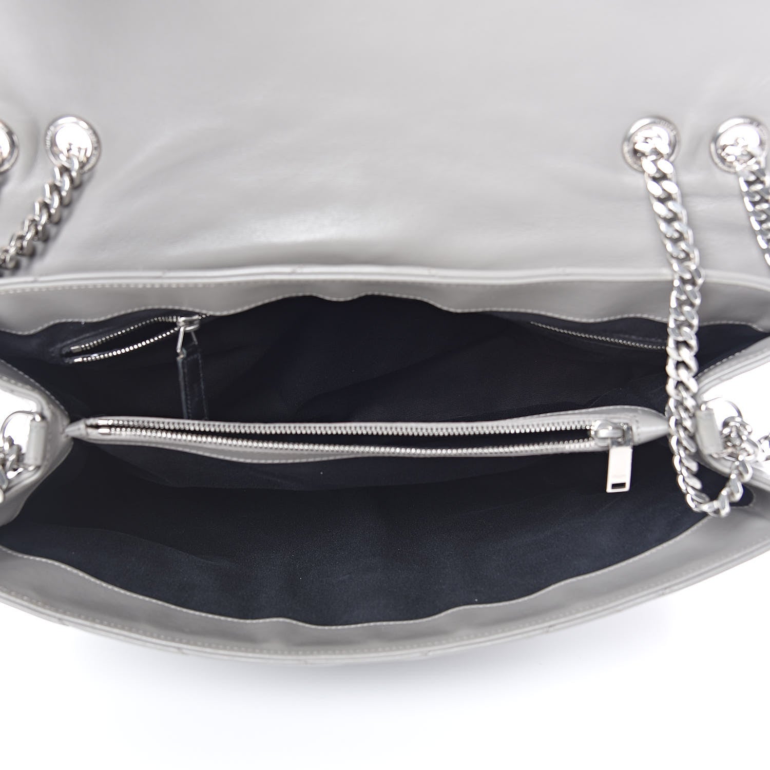 Saint Laurent Calfskin Y Quilted Monogram Large Loulou Chain Satchel Light Grey 5 of 13
