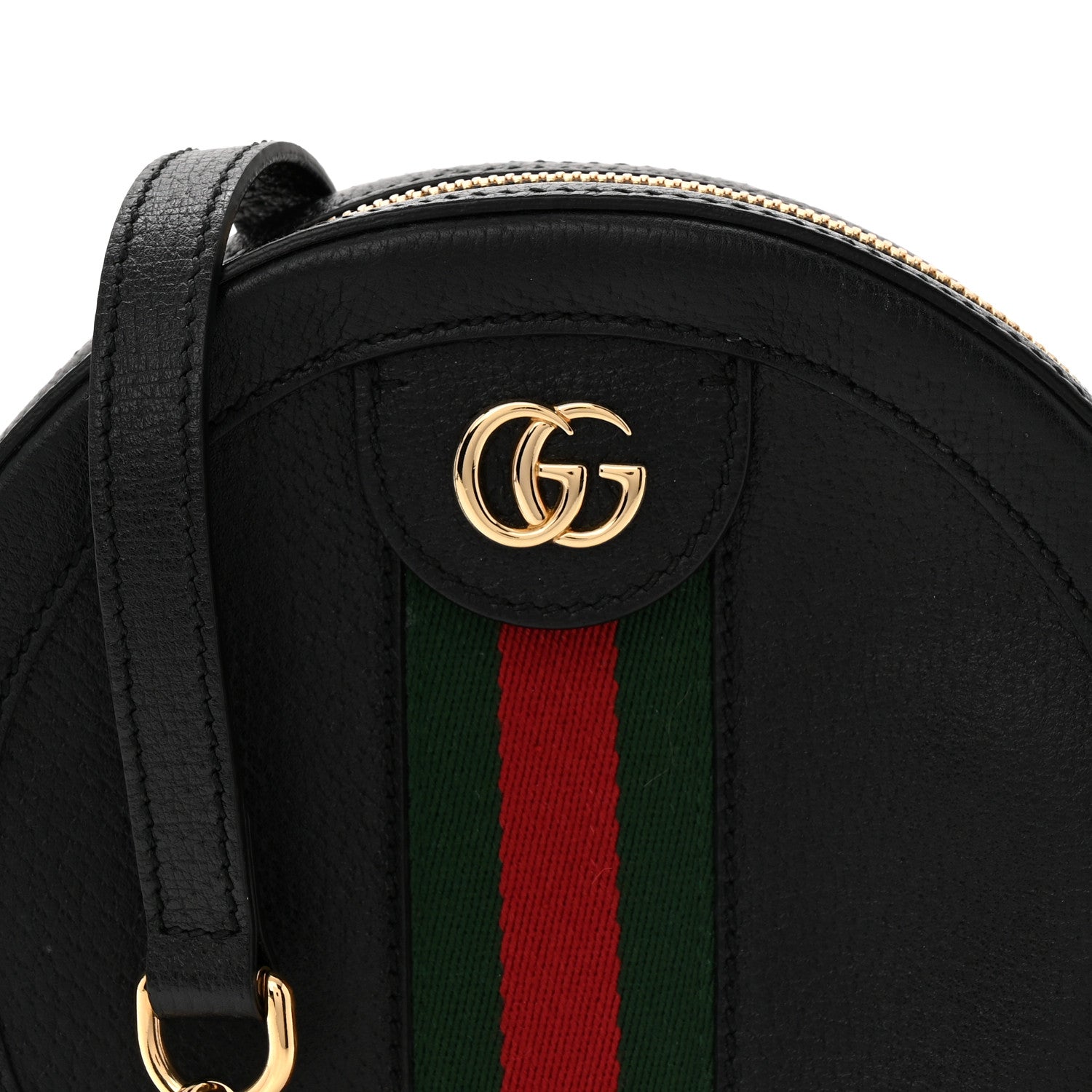 Gucci Grained Calfskin Web Mini Ophidia Round Shoulder Bag Black 8 of 11