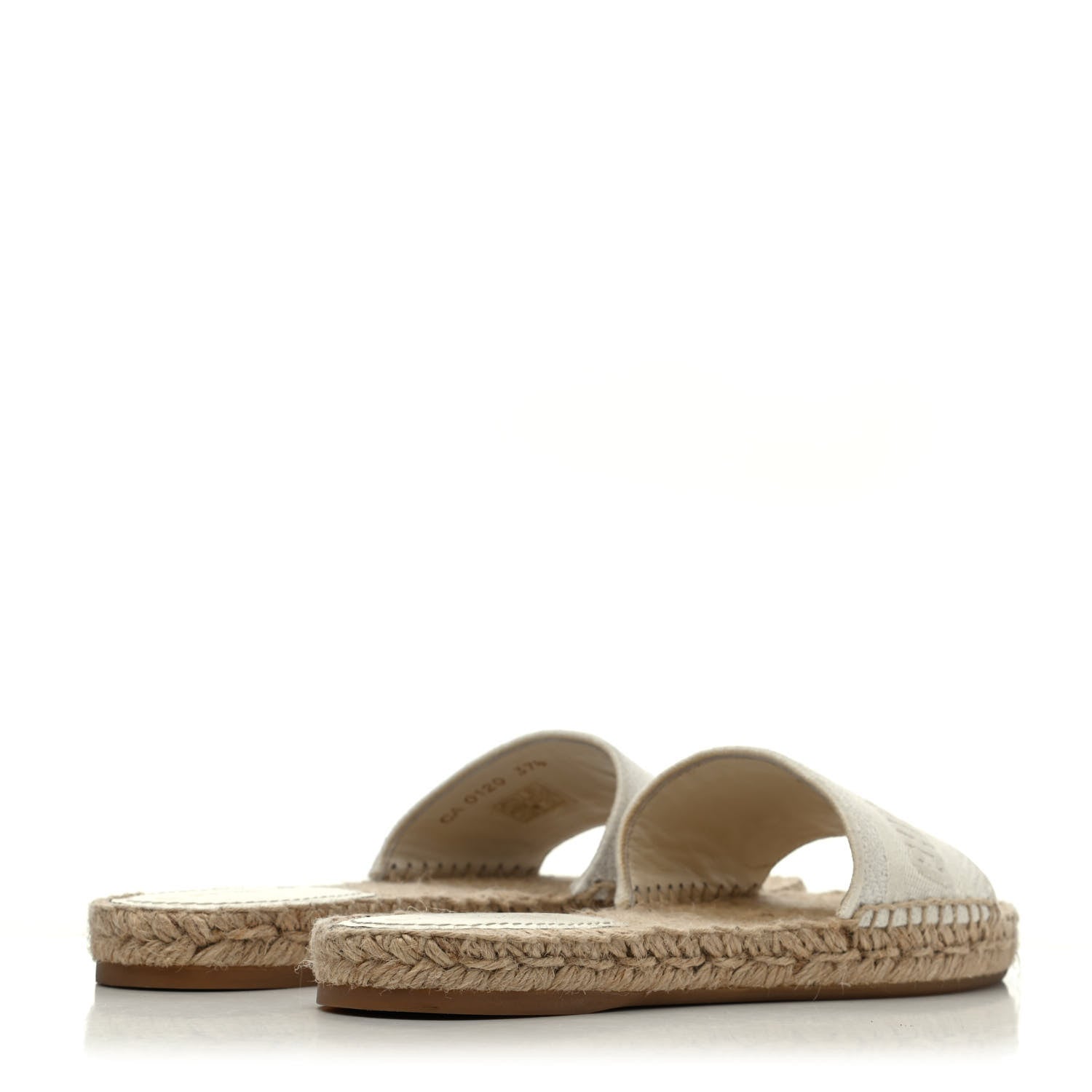 Christian Dior Canvas Embroidered Granville Espadrille Flat Slide Sandals 37.5 Ivory 3 of 4