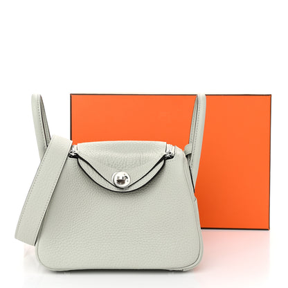 Hermes Taurillon Clemence Mini Lindy 20 Gris Neve 11 of 11