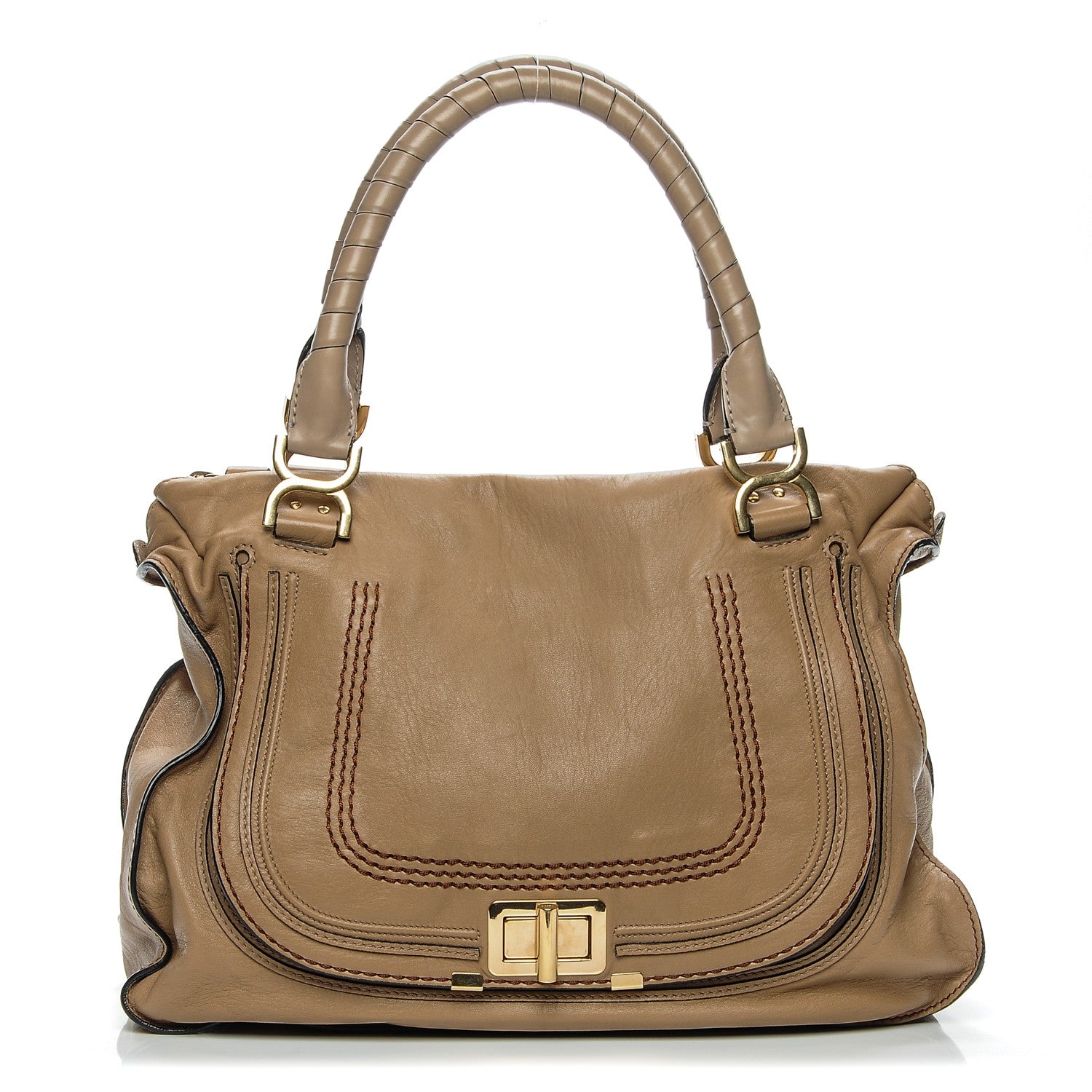 Chloe Calfskin Large Marcie Lock Satchel Beige 1 of 6