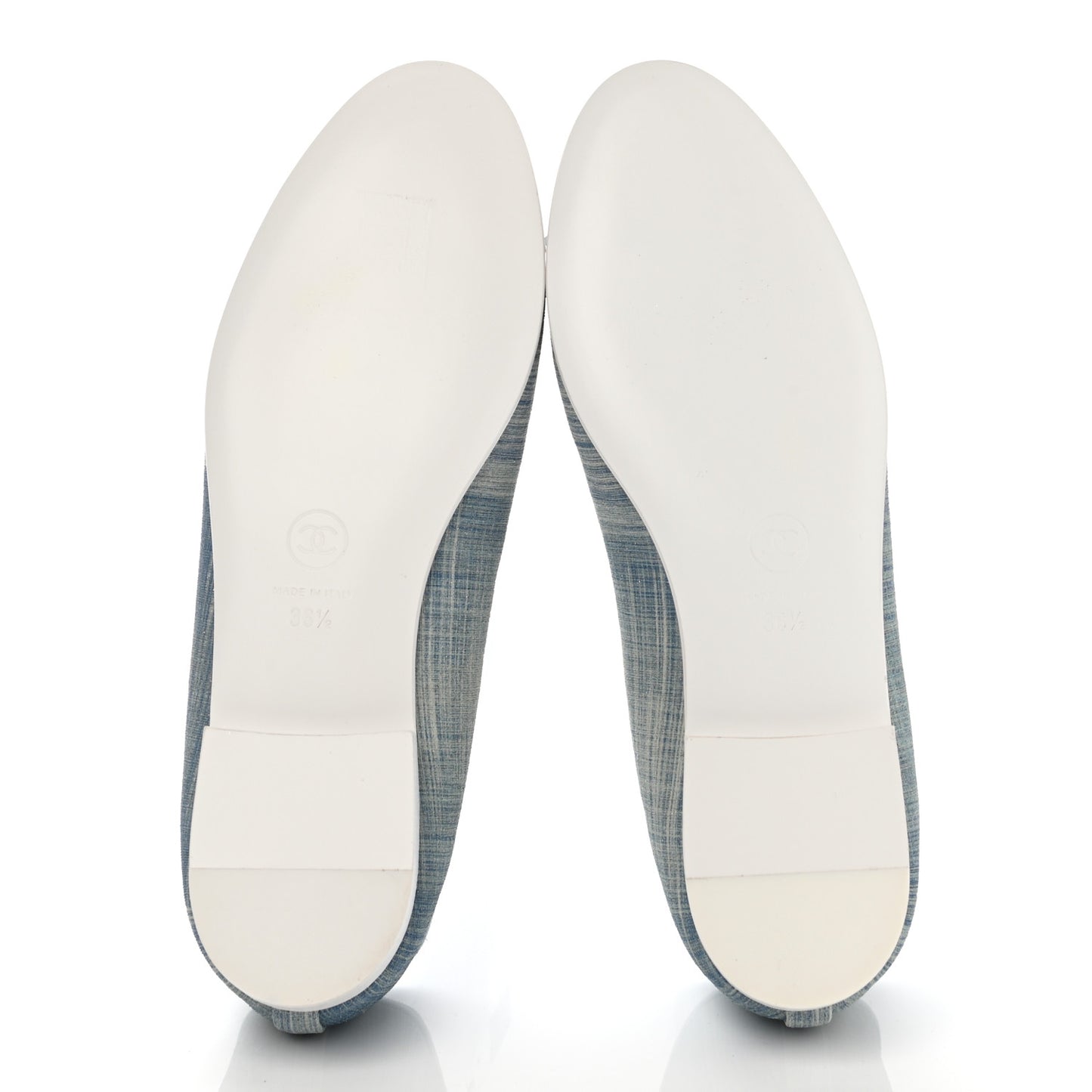 Suede Calfskin Lambskin CC Cap Toe Ballerina Flats 36.5 Light Blue