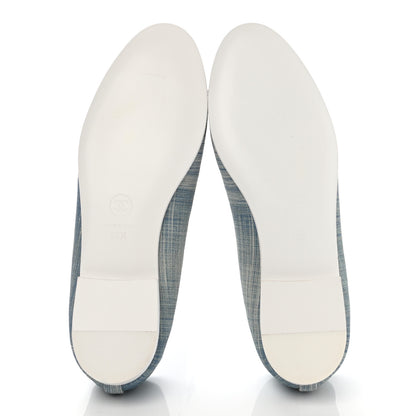 Chanel Suede Calfskin Lambskin CC Cap Toe Ballerina Flats 36.5 Light Blue 5 of 12