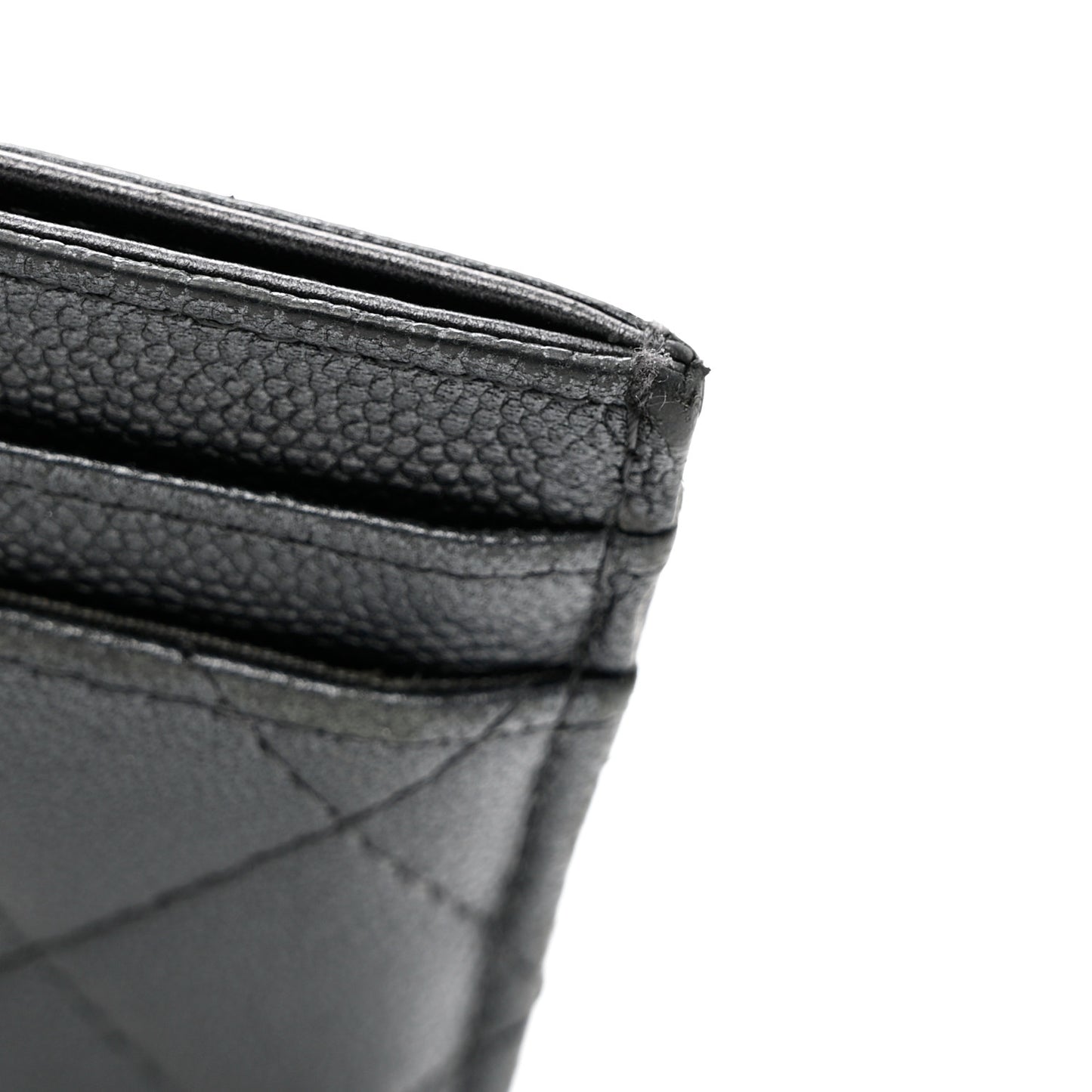 Metallic Caviar Quilted Maxi CC Card Holder Black