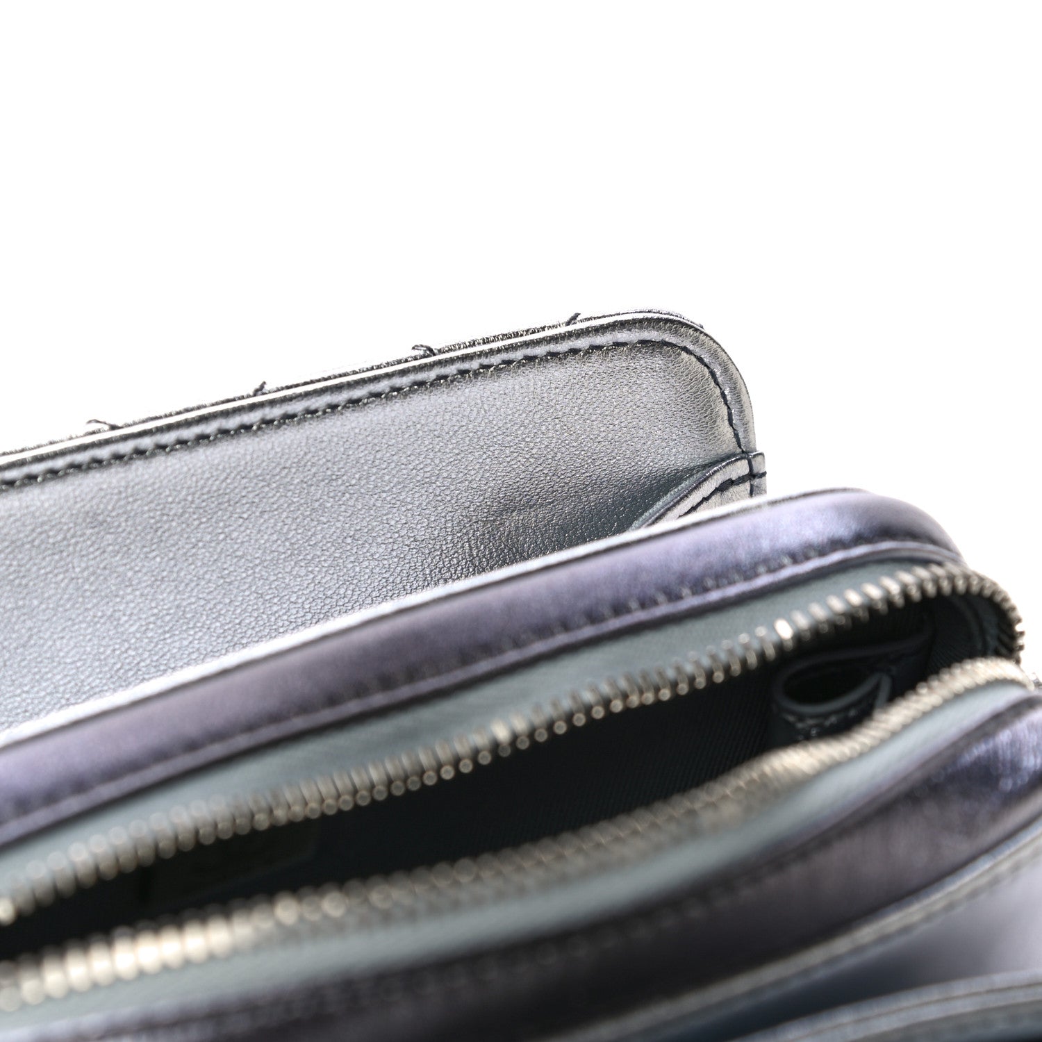 Chanel Metallic Lambskin Like A Wallet Flap Silvery Black 12 of 17