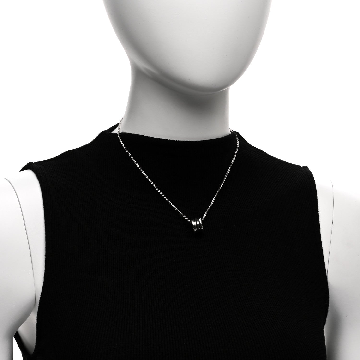 Bulgari 18K White Gold Black Enamel B.zero1 Pendant Necklace 2 of 4