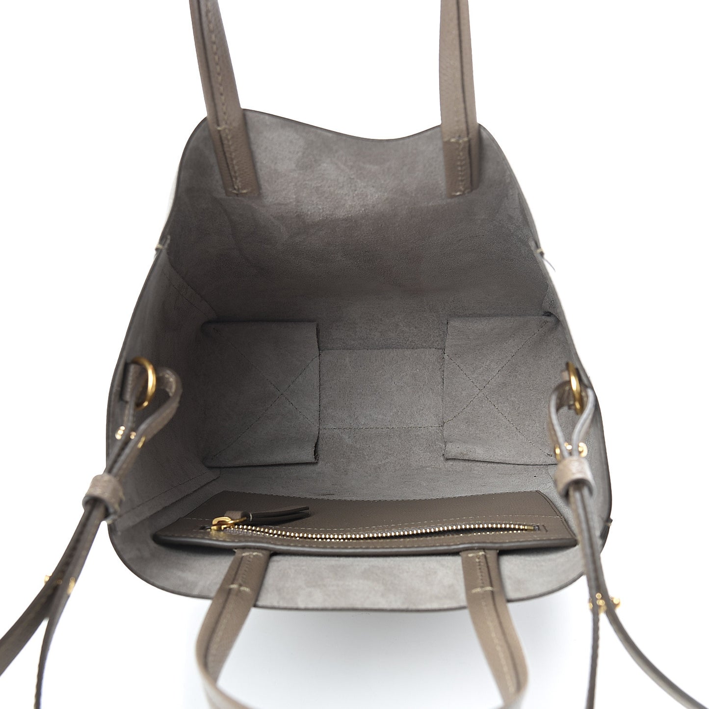 Grained Calfskin Small Vertical Cabas Beige
