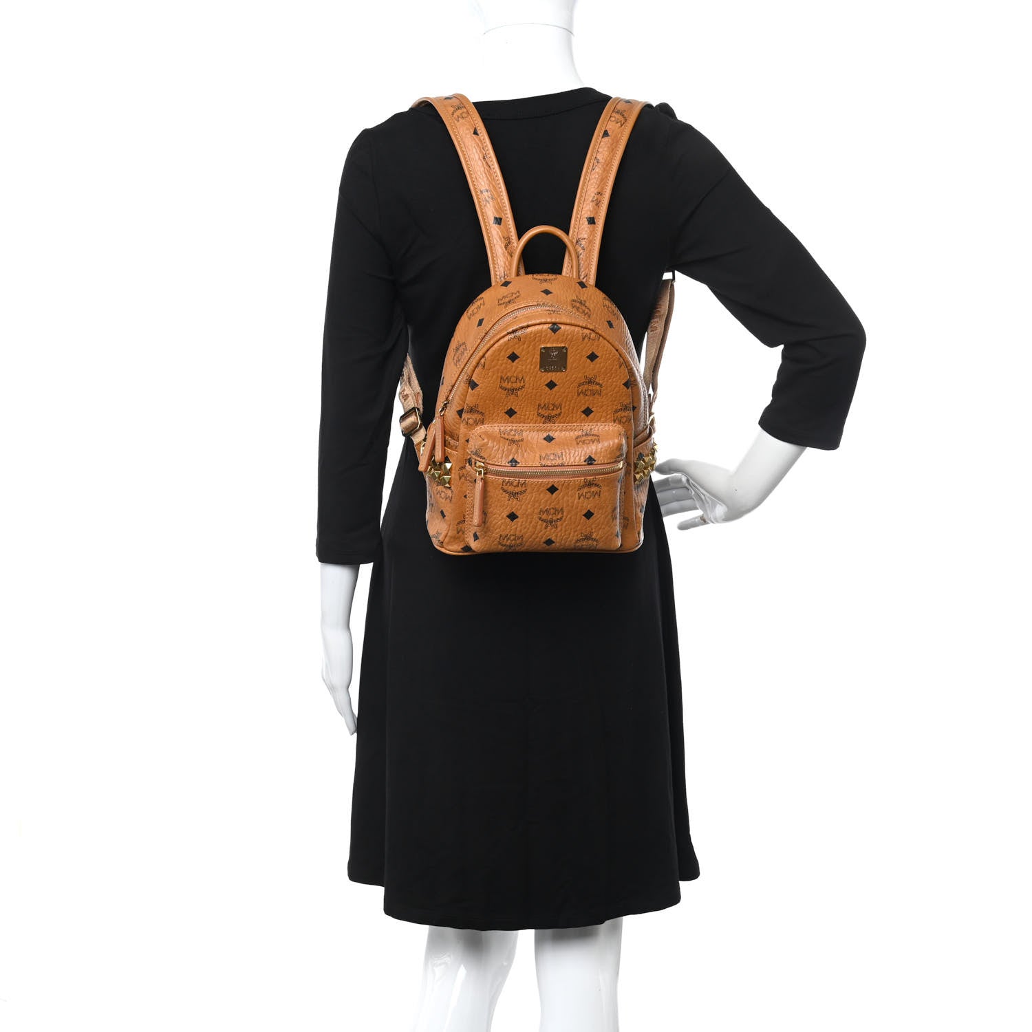MCM Visetos Side Stud Mini Stark Backpack Cognac 2 of 14