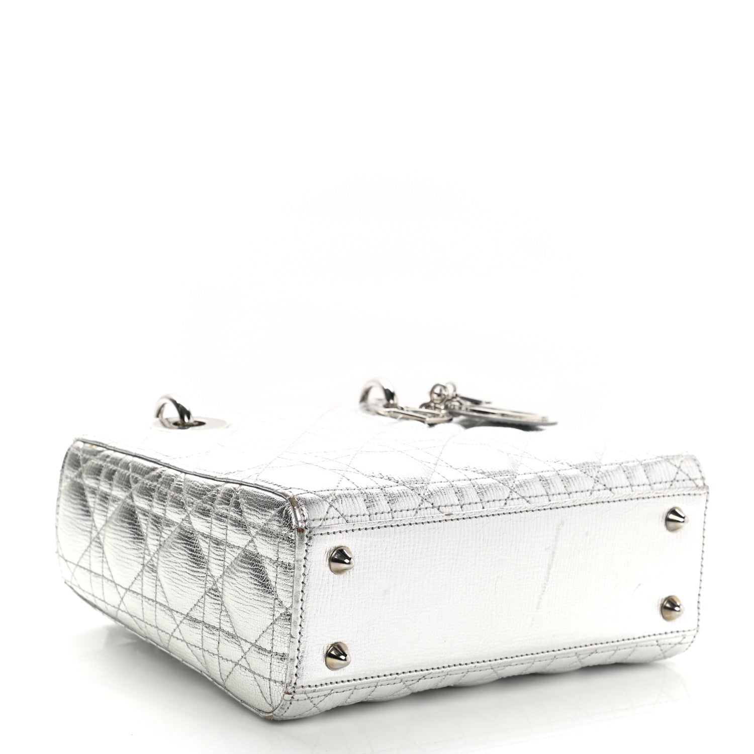Christian Dior Metallic Grained Calfskin Cannage Small Lucky Badges My Lady Dior Silver 4 of 12