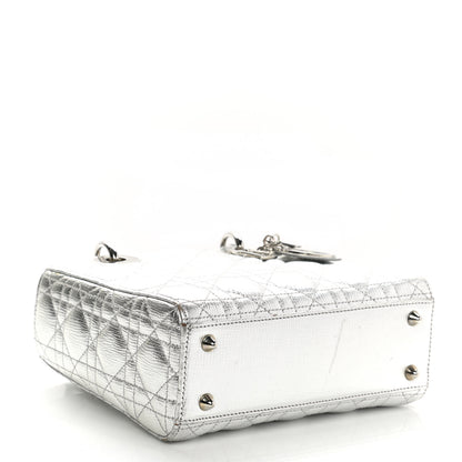 Christian Dior Metallic Grained Calfskin Cannage Small Lucky Badges My Lady Dior Silver 4 of 12