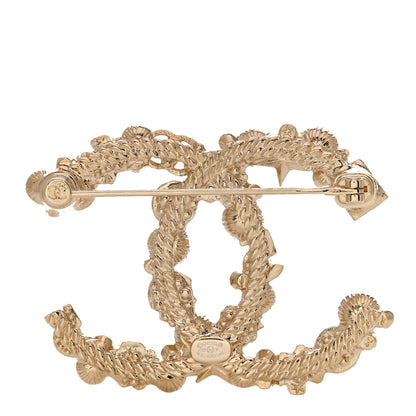 Chanel Crystal Pearl CC Charms Brooch Gold 3 of 5
