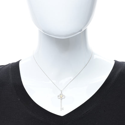 Tiffany Platinum 18K Yellow Gold Yellow Diamond Crown Key Pendant Necklace 3 of 4