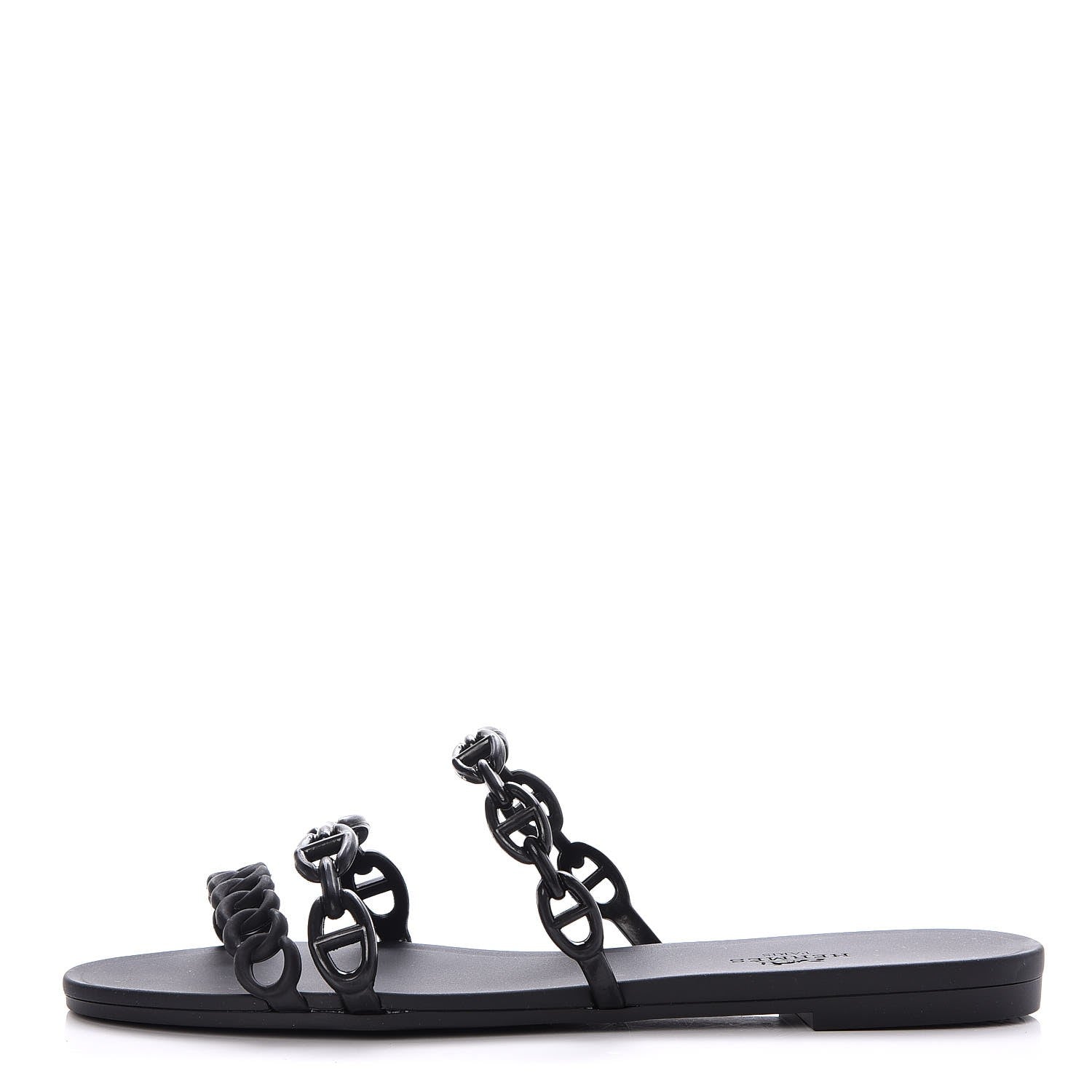 Hermes Rubber Chaine d'Ancre Rivage Sandals 37 Black 1 of 8