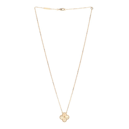 Van Cleef & Arpels 18K Yellow Gold Guilloche Vintage Alhambra Pendant Necklace 3 of 6