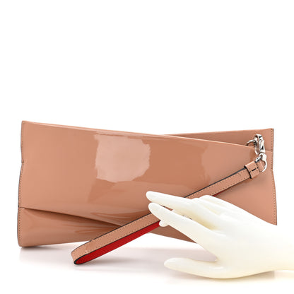 Christian Louboutin Patent Loubi Twist Zip Clutch Bag Nude 2 of 8