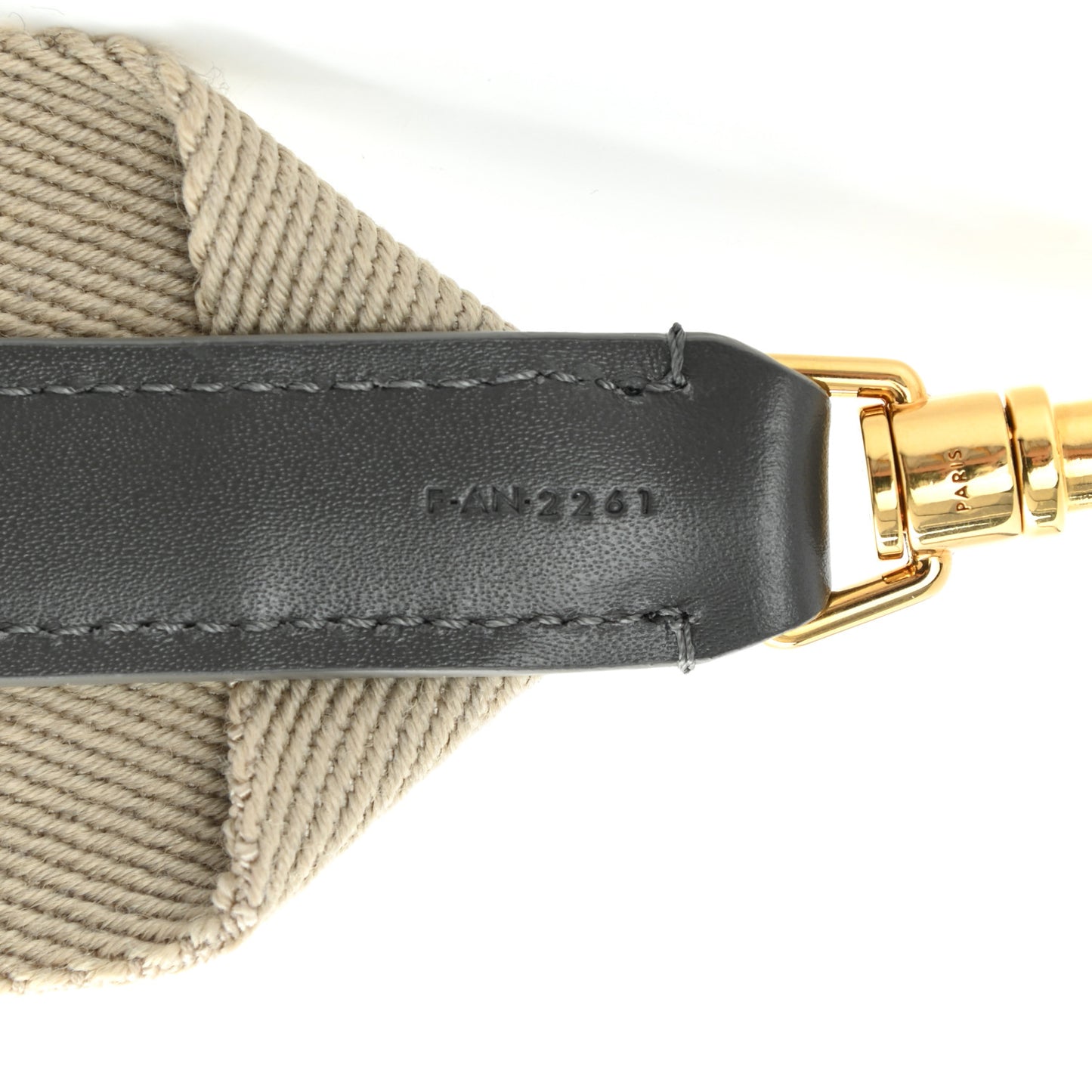 Textile Calfskin Striped Short Strap Natural Grey